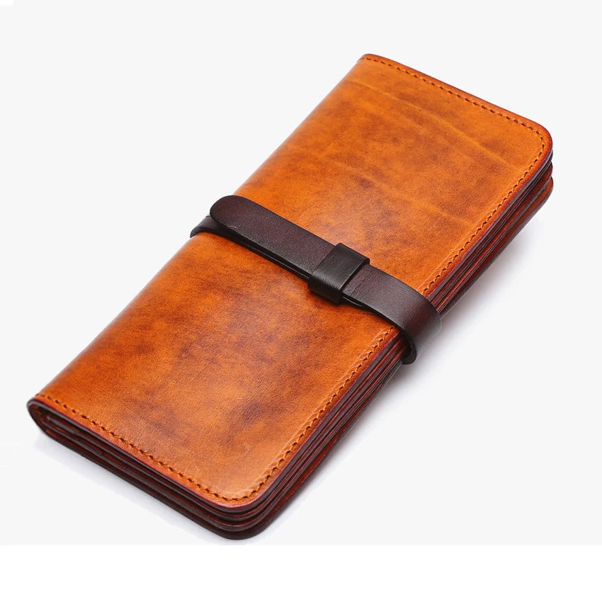 Luxury Handmade Men Genuine Leather Wallet Men Purse Women Leather Long Wallet Clutch Bag Male Purse Money Bag