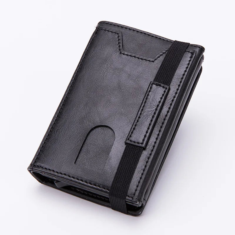 Rfid Men Wallets Classic Card Holder Walet Male Purse Money Wallet Zipper Big Brand Luxury Black Leather Men Wallet