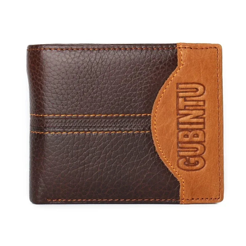 100% Cow Genuine Leather Men Wallet Many Departments Short Bifold Man Wallets Zipper Coin Pocket Card Holder Purses Male Wallets