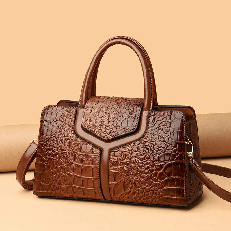 New Leather Women Messenger Bags Crocodile Female Crossbody Shoulder Hand Bags for Women 2023 High Quality Ladies Handbags