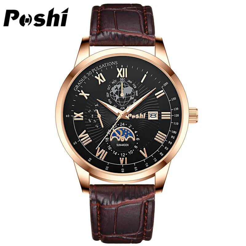 Swiss Brand  Men Watch Fashion Top Luxury Sport Men'S Wristwatch Waterproof Luminous Leather Date Quartz Watches Man Clock