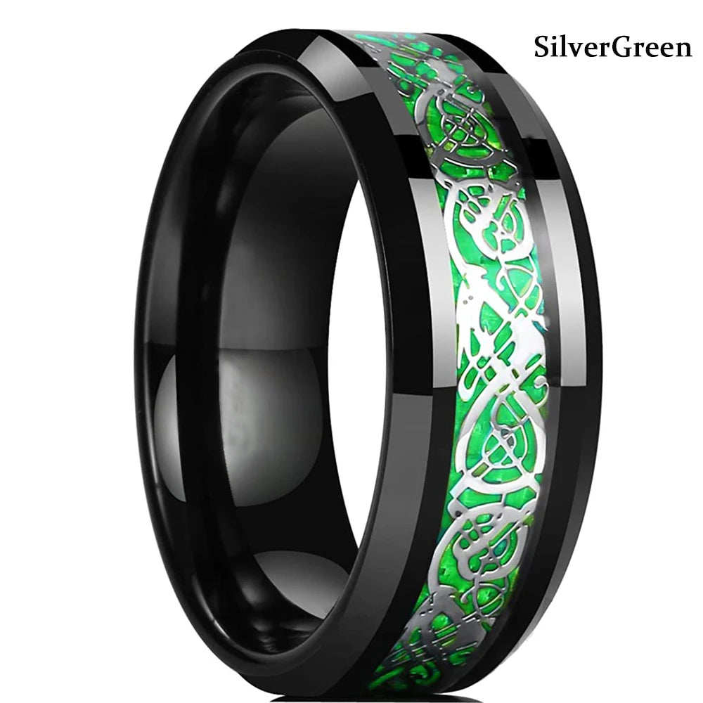 2022 Fashion 8Mm Mens Tungsten Carbide Ring Inlay Zircon Thin Rose Gold Color Line Groove Black Brushed Men Ring Wedding Jewelry