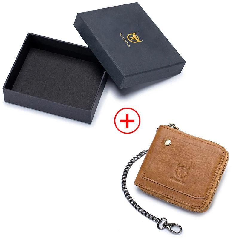 Cowhide Genuine Leather Men Wallet Coin Purse Small Mini Card Holder Vintage PORTFOLIO Portomonee Male Walet Pocket