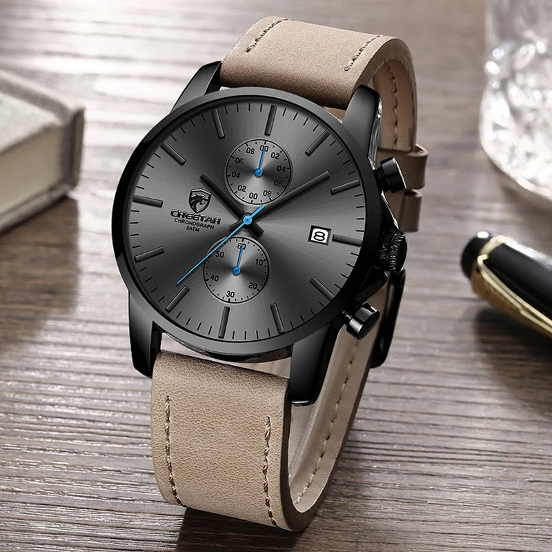 2021 Men Watch  Brand Fashion Sports Quartz Watches Mens Leather Waterproof Chronograph Clock Business Relogio Masculino