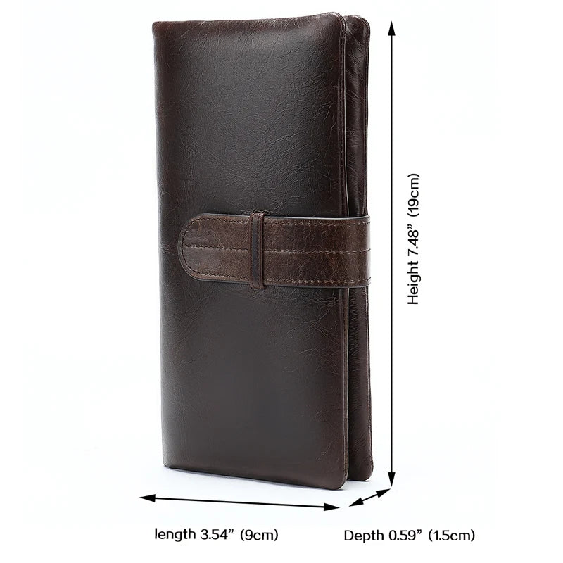 Wallet Men'S Genuine Leather Purse for Men Clutch Male Wallets Long Leather Zipper Wallet Men Business Money Bag 6018