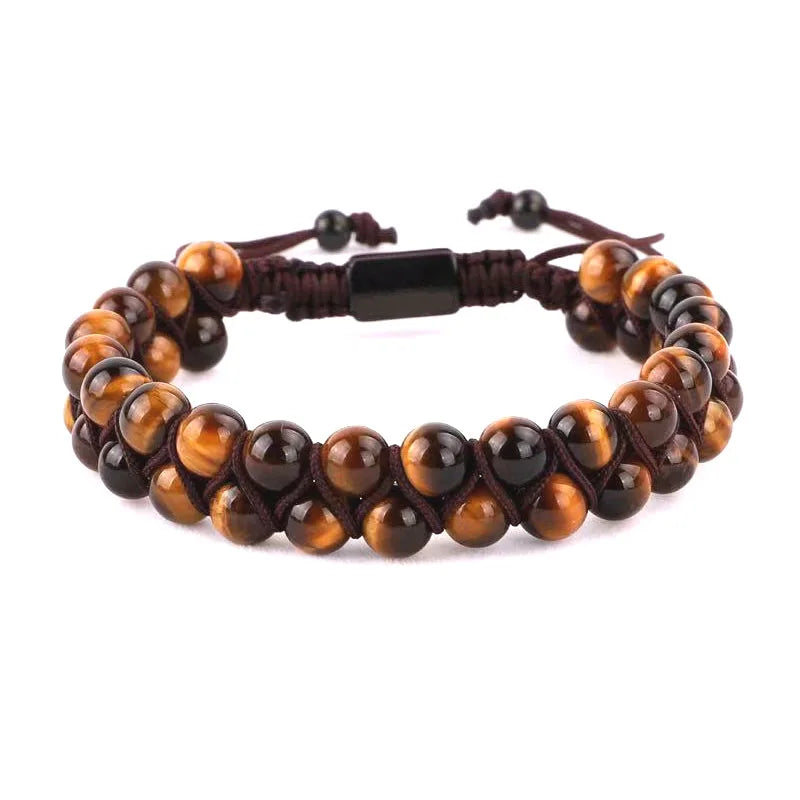 New Fashion High Quality Men Jewelry Natural Stone Square Beads Braided Men Bracelet Set