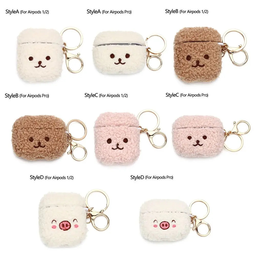 Cute Fluffy Bear Earphone Case Headphone Box Headphones Fur Case Earphone Cover for Apple Airpods 1 2 Pro|Airpods Charging Box