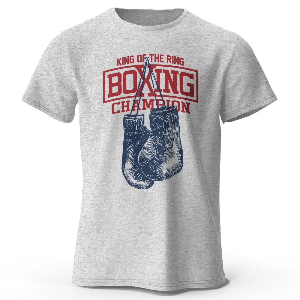 King of the Ring Boxing Champion Printed T Shirt for Men Women Vintage GYM Apparel Tops Tees