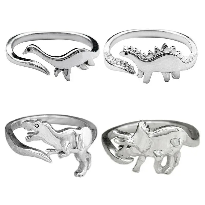 Dinosaur Rings Long-Necked Dragon Stegosaurus Jewelry Toy Cute Animal Open Adjustable Ring Gift for Women Rings