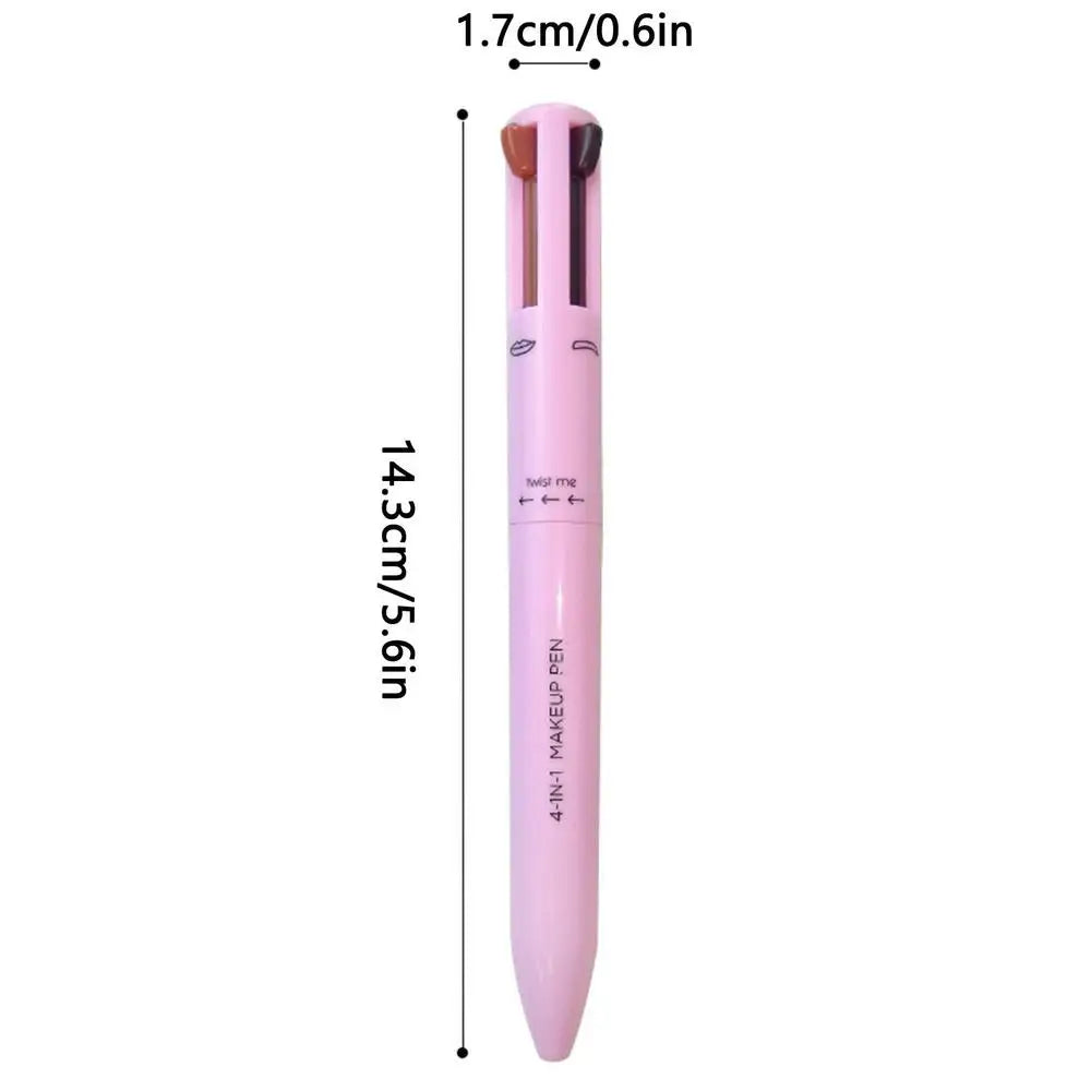 4 in 1 Makeup Pen Waterproof Cosmetic Pencil 4 Color Multi-Function Makeup Beauty Pen for Eyeliner Brow Lip Liner Highlighter