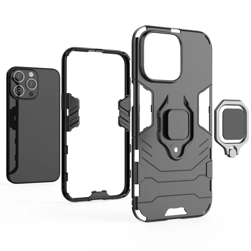 For  15 Pro Max Case Armor Protect for  15 Pro Max Case Silicone Rubber Shockproof Phone Stand for  15 Cover