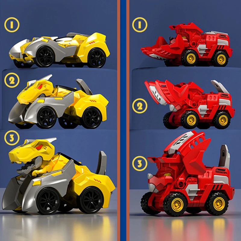 2 in 1 Transforming Dinosaur Car Deformation Toys Inertial Sliding Dino Automatic Transform Figures Robot Diecasts Toy Boys Gift