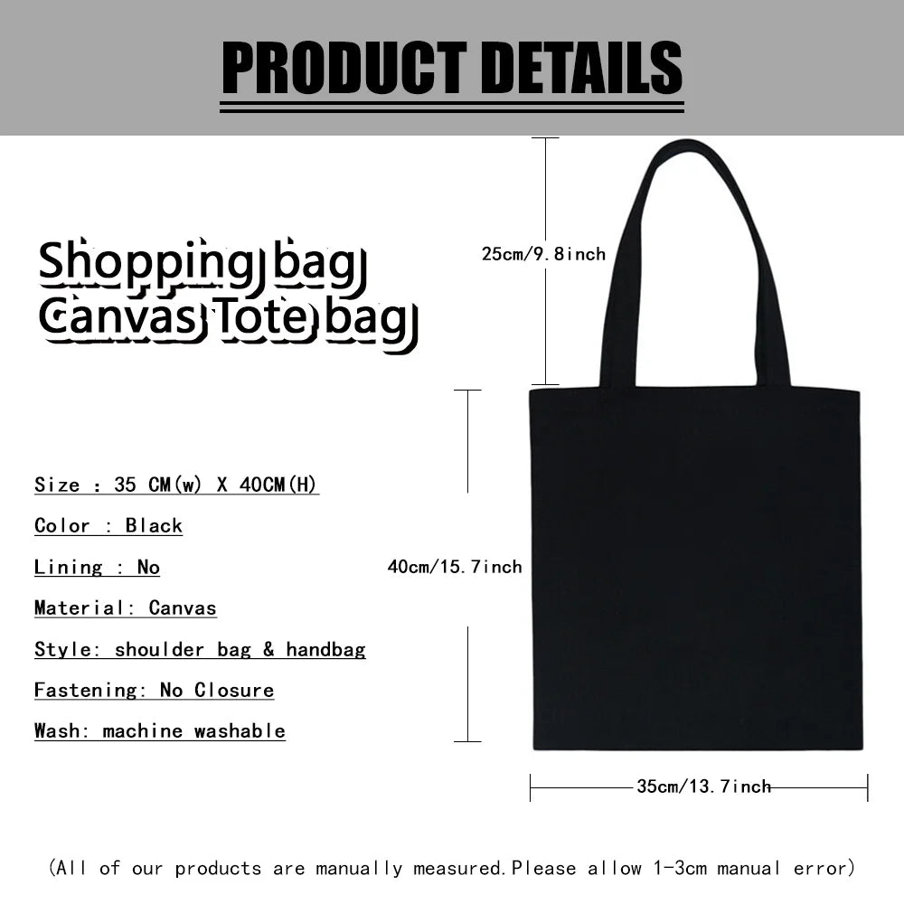 Ladies Shopping Bag Eco-Friendly Supermarket Shopping Bag Reusable Handbag Casual Folding Portable Canvas Bag