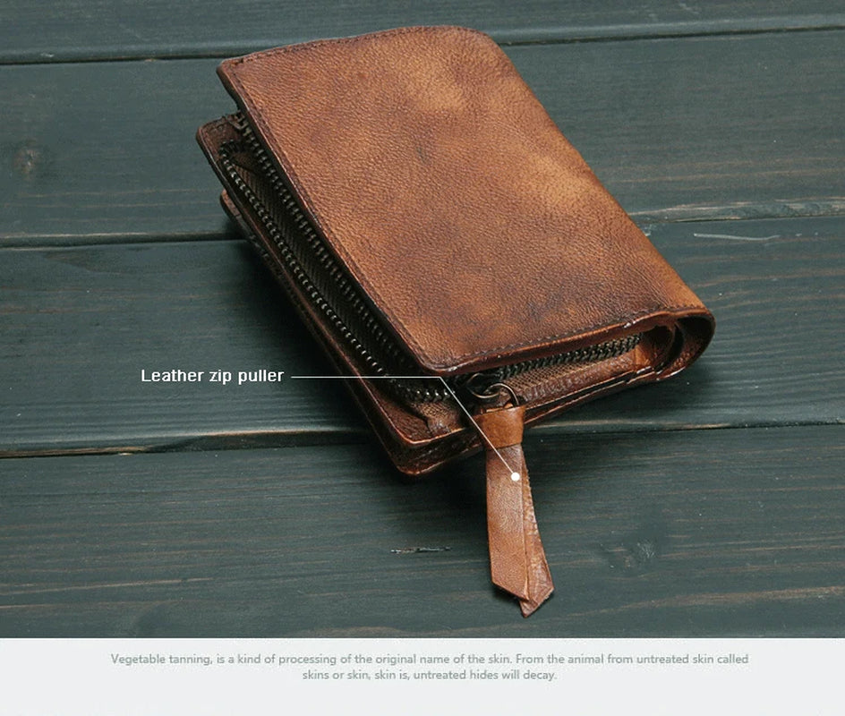 Vintage Genuine Leather Wallet Men Purse Leather Men Wallet Vertical Short Money Bag Male Wallet Credit Card Holder