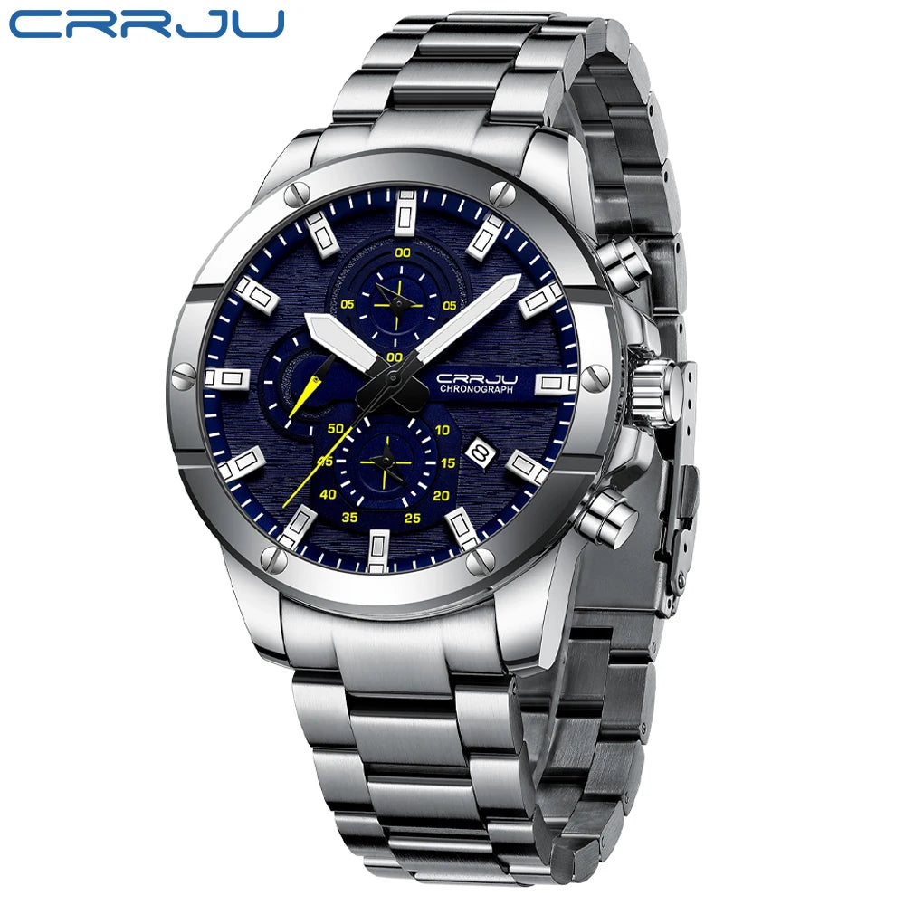 Men Watch NEW Quartz Big Watches Full Steel Waterproof Chronograph Wristwatch for Men Relogio Masculino