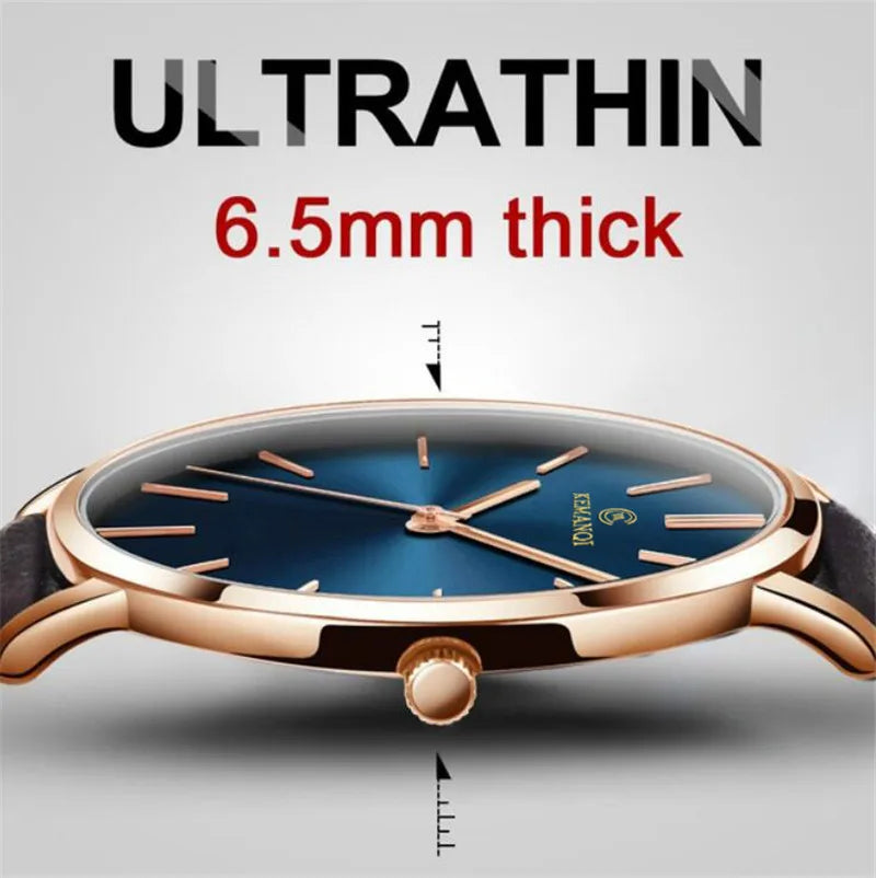 Ultra Thin Watches Men Fashion Men Watches Slim Watch Quartz Blue Glass Men'S Watches Leather Relogio Masculino Erkek Kol Saati