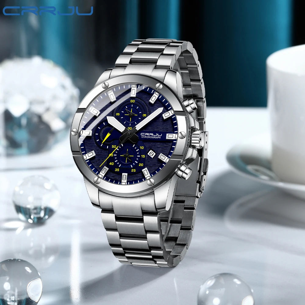 Men Watch NEW Quartz Big Watches Full Steel Waterproof Chronograph Wristwatch for Men Relogio Masculino