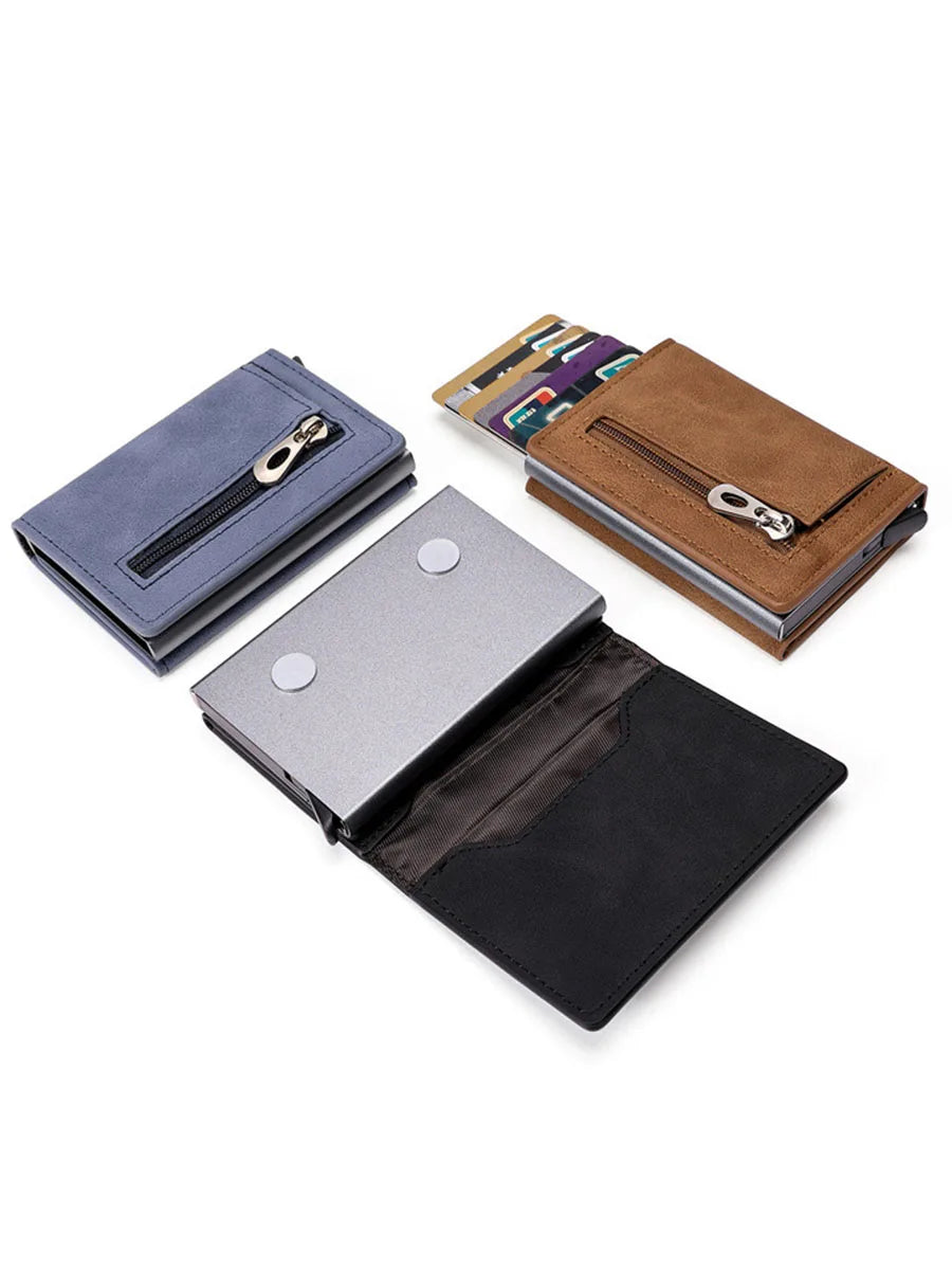 PU Leather Men Wallet Rfid Anti-Magnetic Credit Cards Holder with Organizer Coin Pocket & Money Clips Purse