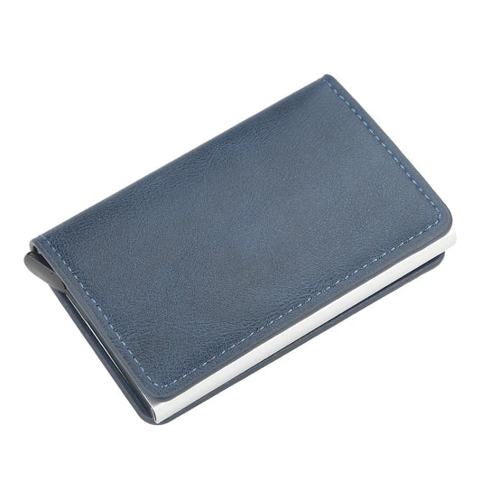 New Men Wallet Blocking Rfid PU Leather Vintage Credit Card Holder Unisex Antitheft Security Aluminum Metal Purse