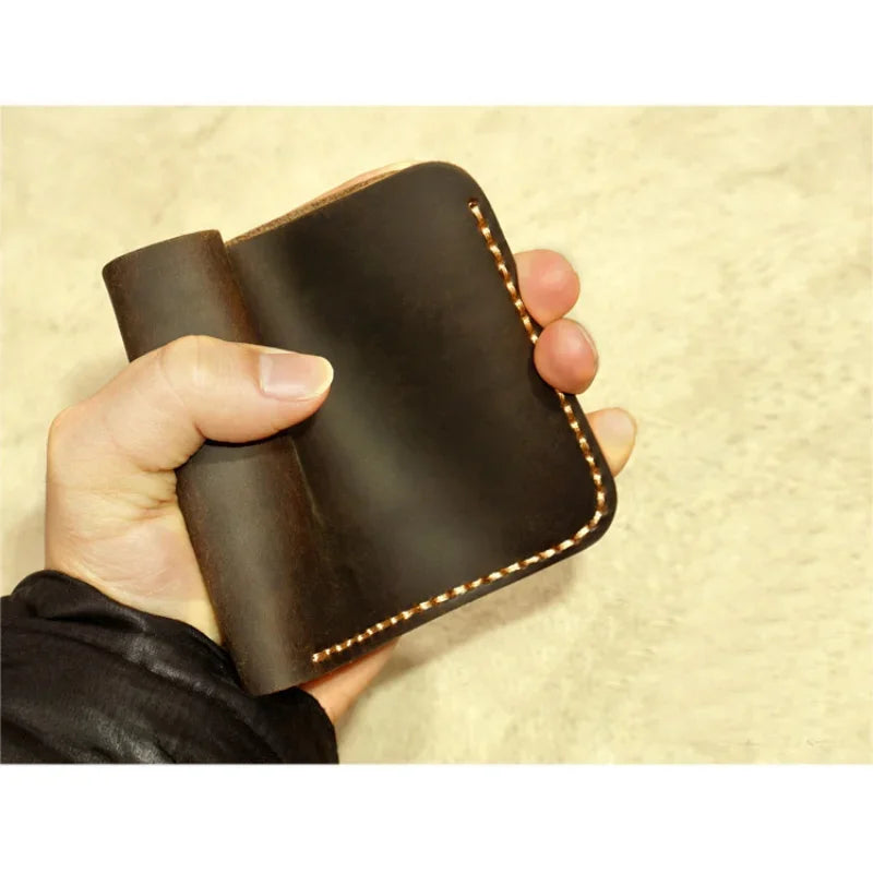 Fashion Genuine Leather Men'S Wallet Retro Handmade Wallet for Men Durable Real Leather Purse for Men Coin Purse Wallet