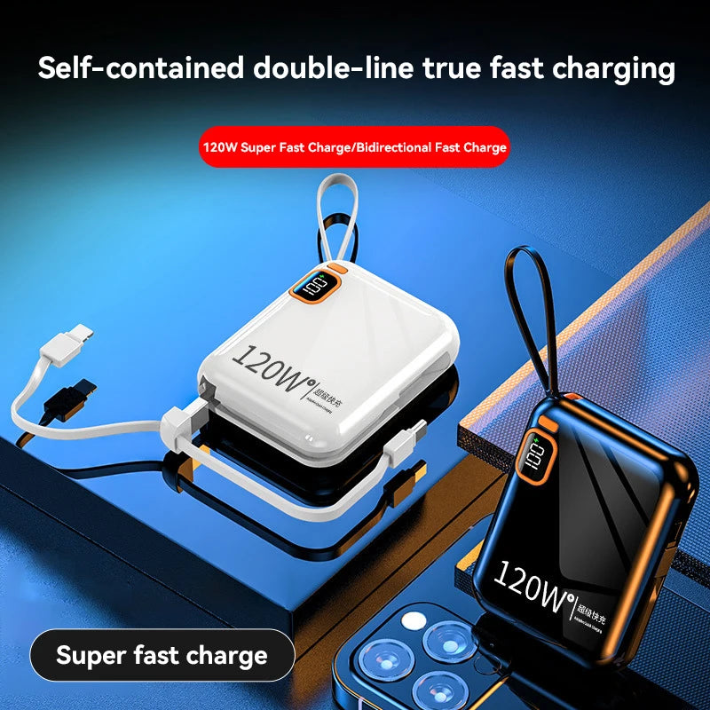 Xiaomi 120W 50000Mah Portable Power Bank High Capacity Cable Two-Way Fast Charging Mini Powerbank for Iphone Samsung ﻿New