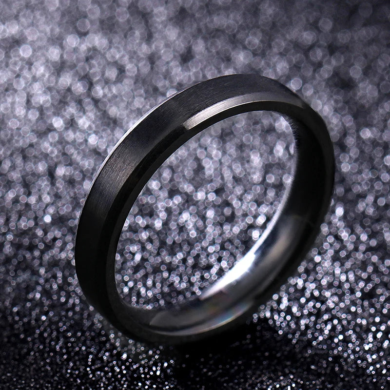 4Mm Simple Smooth Women Rings Black Stainless Steel Men Rings Birthday Gifts Rings for Men