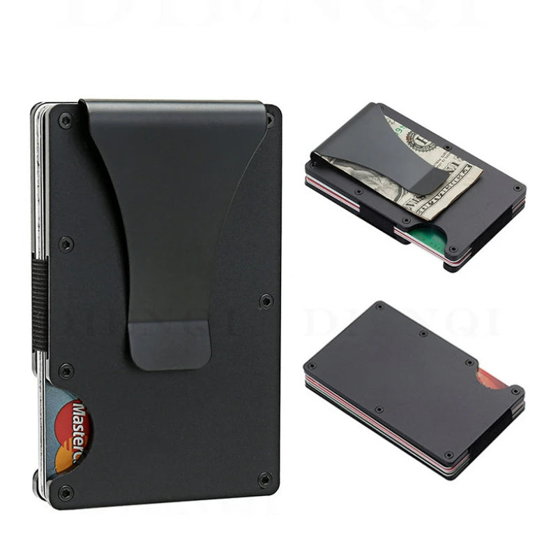 Slim Wallet for Men - Front Pocket RFID Blocking Minimalist Wallet for Men - Metal Wallet with Money Clip for Men