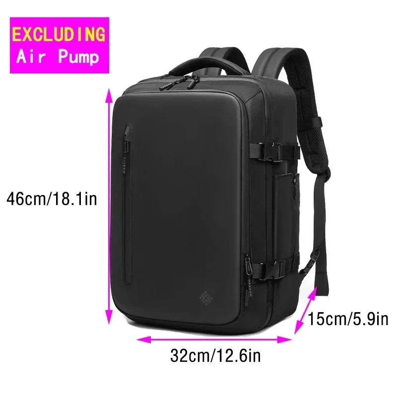 Waterproof Man Travel Backpack Vacuum Compression with Air Pump anti Theft Laptop Bag Expandable Fashion Casual Large Back Pack