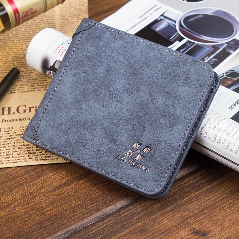 Men Wallet Leather Business Foldable Wallet Luxury Billfold Slim Hipster Cowhide Credit Card/Id Holders Inserts Coin Purses