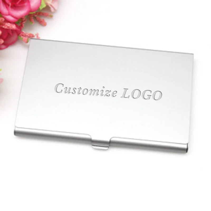 Free Engrave Business Card Case Customize LOGO Metal Box Stainless Steel Aluminum Holder Cover Men Wallet Clip Advertising Gift