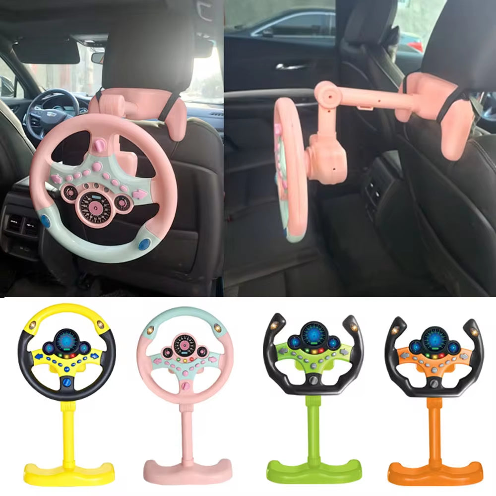 Electric Simulated Driving Steering Three-Dimensional Portable Wheel Copilot Toy Light and Sound Educational Children'S Gifts