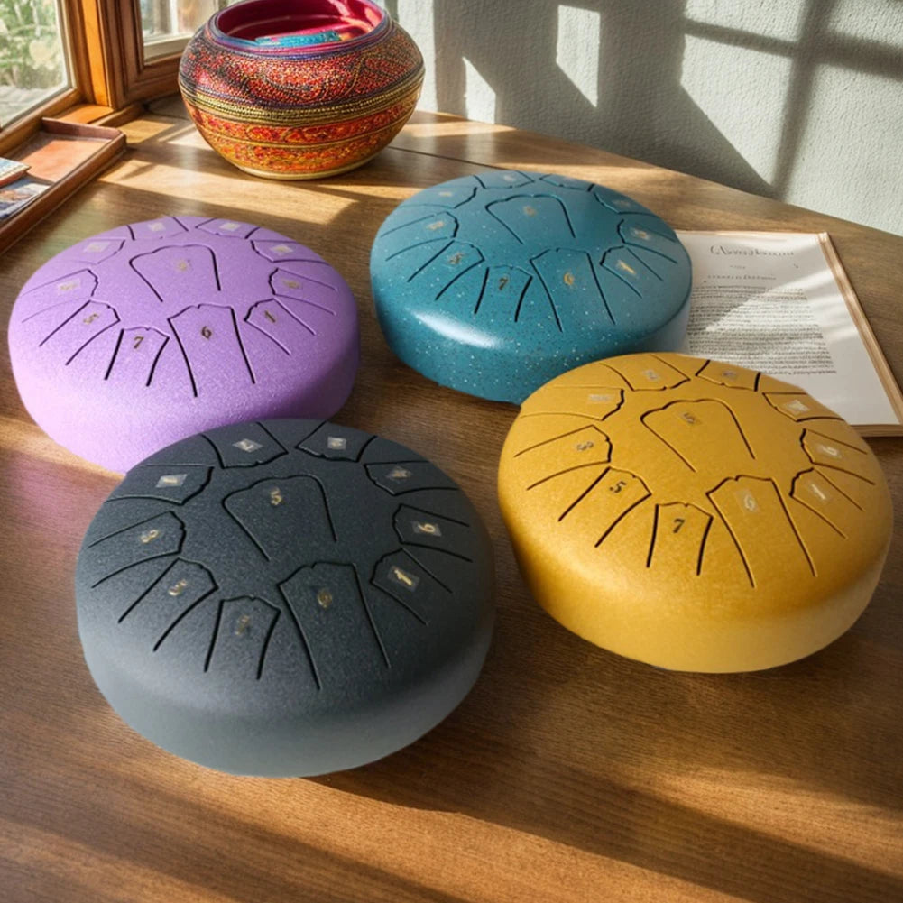 6/3 Inch 11/6 Notes Mini Handpan Drum Finger Picks Percussion Instruments Sound Healing Steel Tongue Drum for Meditation Yoga