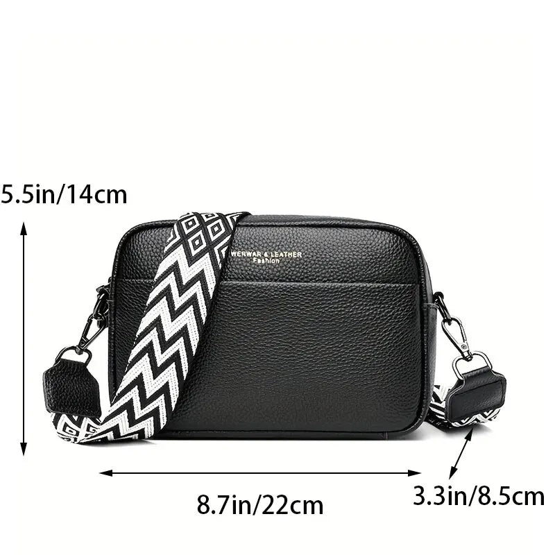 Genuine Leather Handbag for Women Crossbody Bag for Daily Commute Multi Compartment Zipper Shoulder Bag