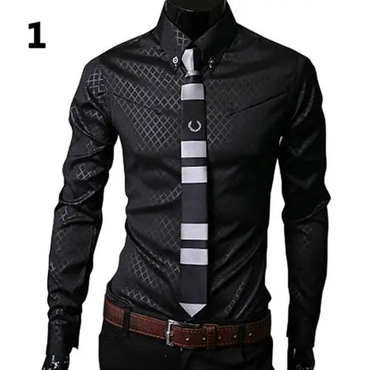 Luxury Men'S Shirt Business Style Slim Soft Comfort Slim-Fit Styles Long Sleeve Casual Dress Shirt Gift for Men