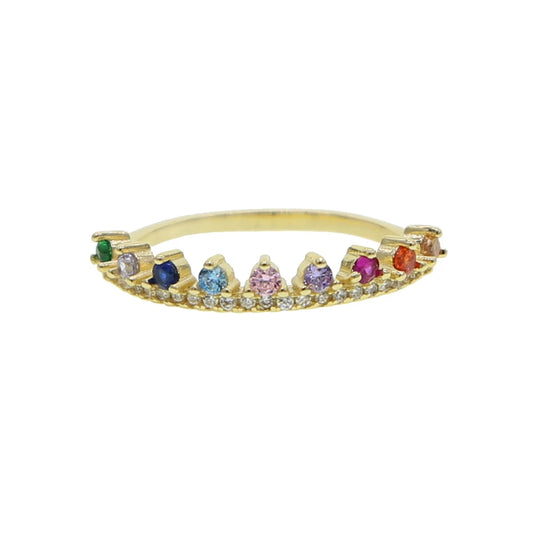 Minimal Delicate Fashion Women Rings Rainbow Cubic Zirconia Engagement Ring