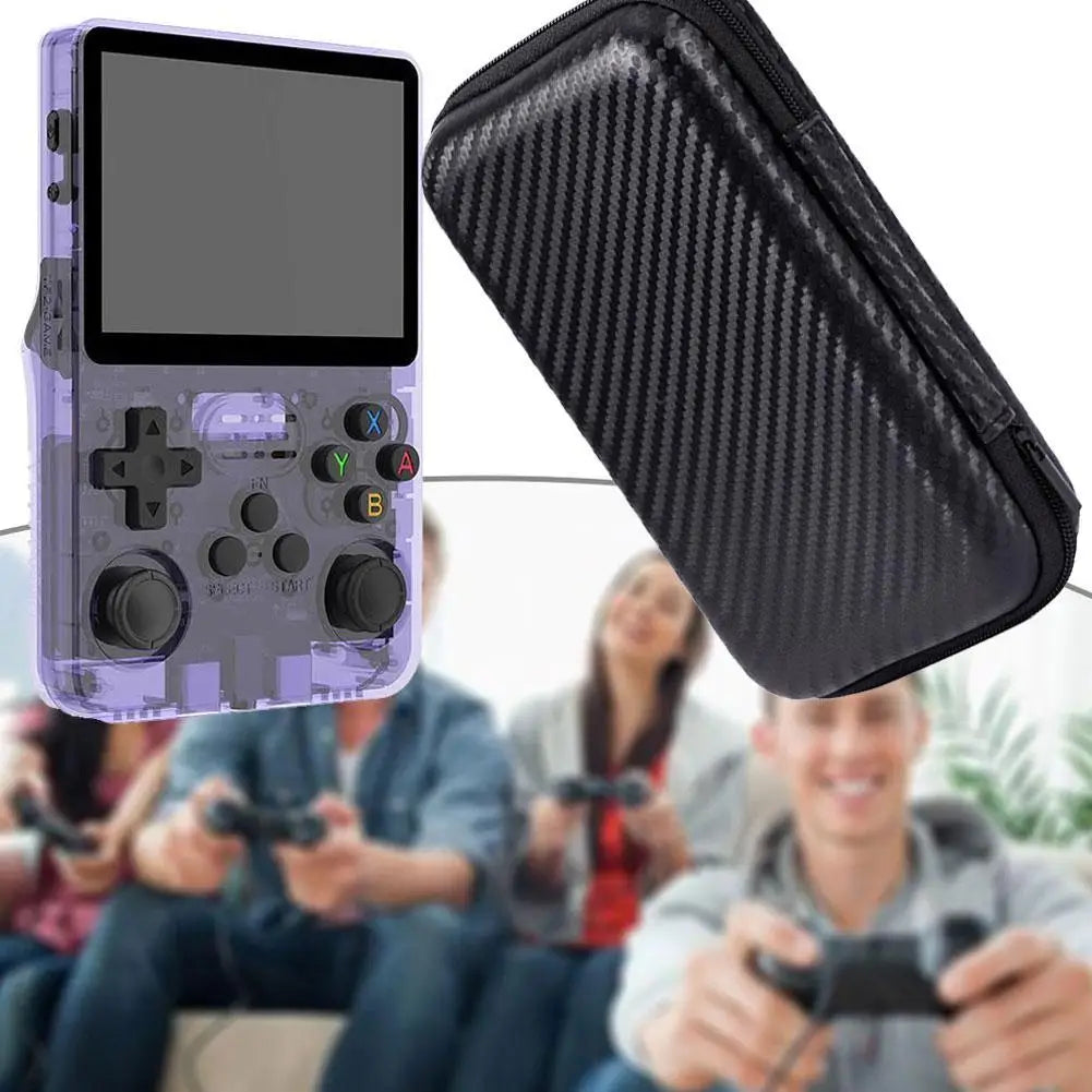 Game Console Storage Bag for R35S/R36S/RG35XX Carbon Fiber Pattern EVA Anti-Fall Protective Case for R35S/R36S