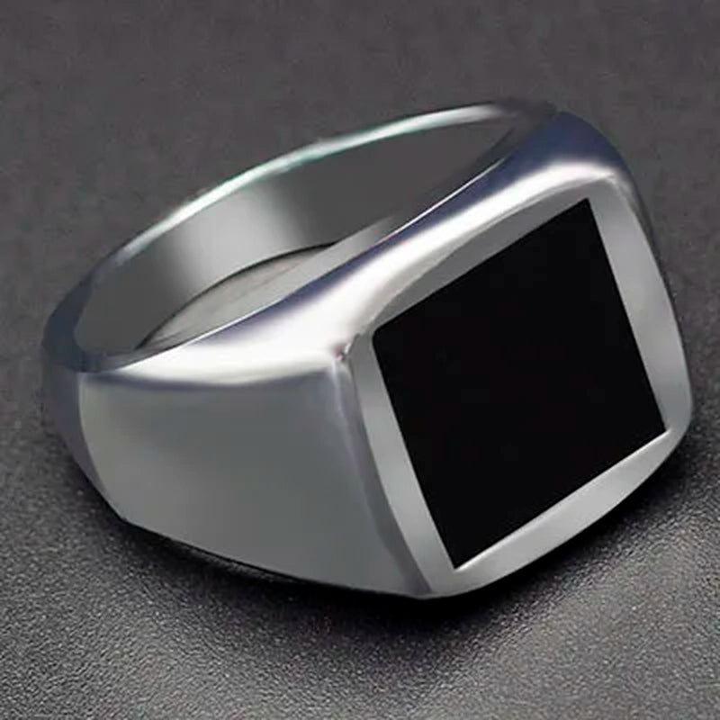 Vintage Black Square Oil Drip Ring Men Alloy Wedding Rings Men Jewelry Accessories