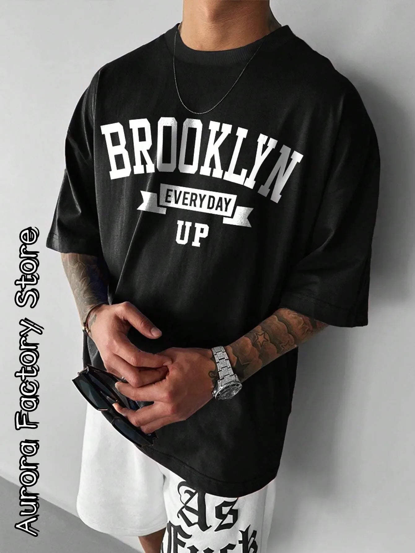 2024 Summer Men'S T-Shirt Brooklyn Camiseta Letter Printed T-Shirt Casual Short Sleeve Streetwear Oversized T-Shirt Men Clothes