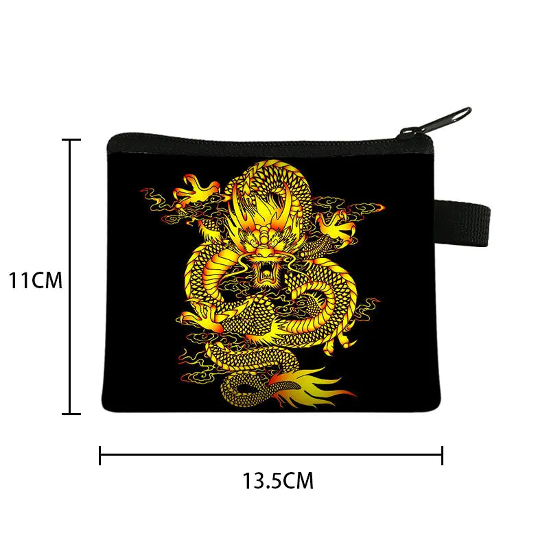 Gothic Asian Dragon Coin Purse Harajuku Women Men Wallet Small Clutch Boys Girls Hip Hop Purse Keys Cards Money Holder Bags Gift