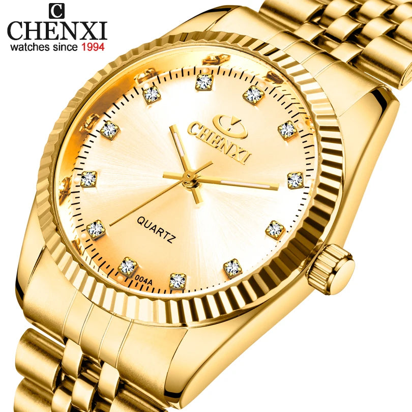 Luxury Brand Golden New Clock Fashion Men Watch Stainless Steel Watperoof Quartz Watches Male Golden Wristwatch Wholesale