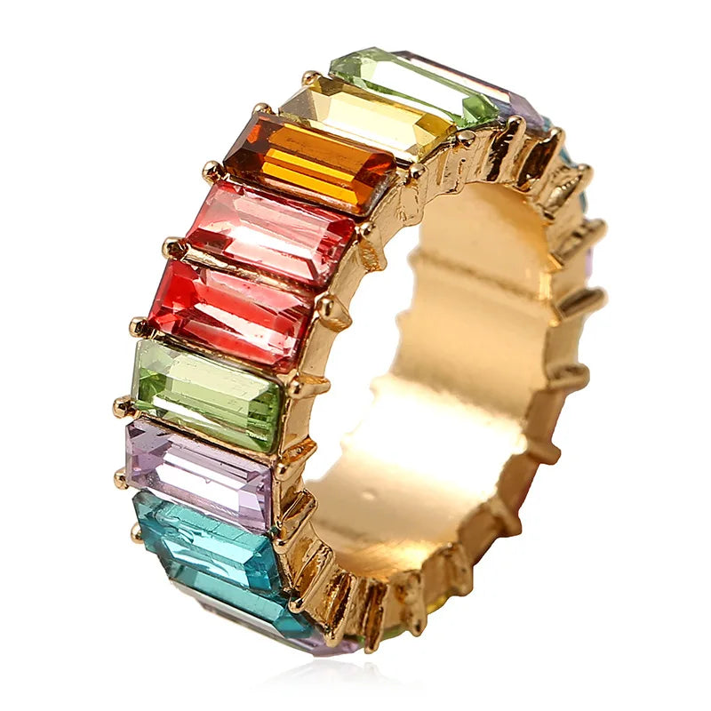 Fashion 3A Cubic Zirconia Ring for Women Men 2020 Bohemian Colorful Rainbow Ring Woman Diy Statement Rings Party Wedding Jewelry