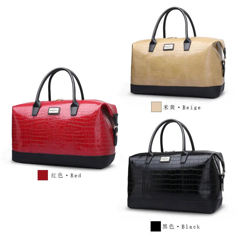 Brand Women Travel Luggage Totes Travel Duffle for Woman Lattice PU Leather Travel Bag Women Travel Luggage Handbag for Travel