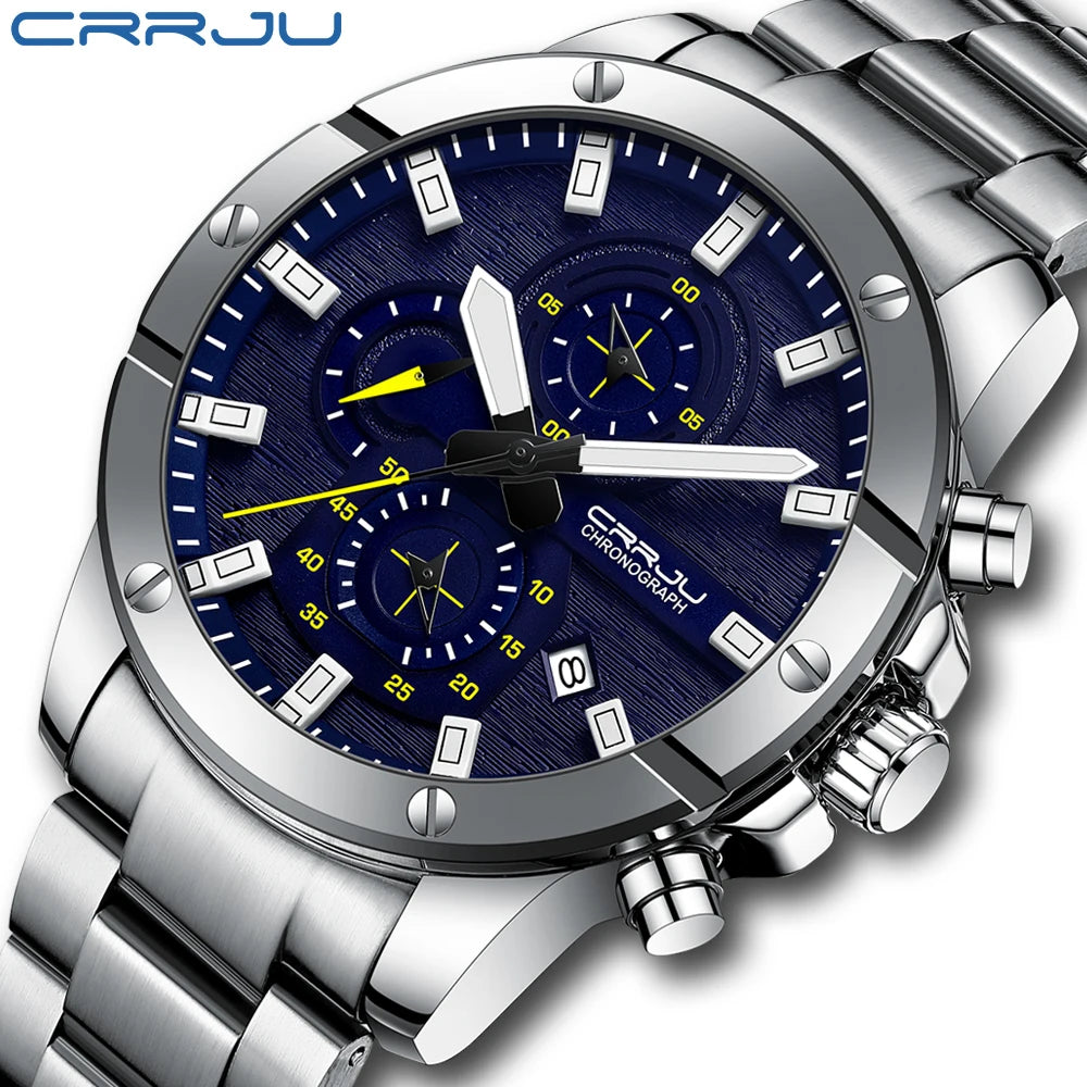 Men Watch NEW Quartz Big Watches Full Steel Waterproof Chronograph Wristwatch for Men Relogio Masculino