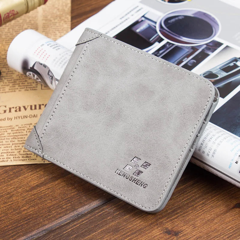 Men Wallet Leather Business Foldable Wallet Luxury Billfold Slim Hipster Cowhide Credit Card/Id Holders Inserts Coin Purses