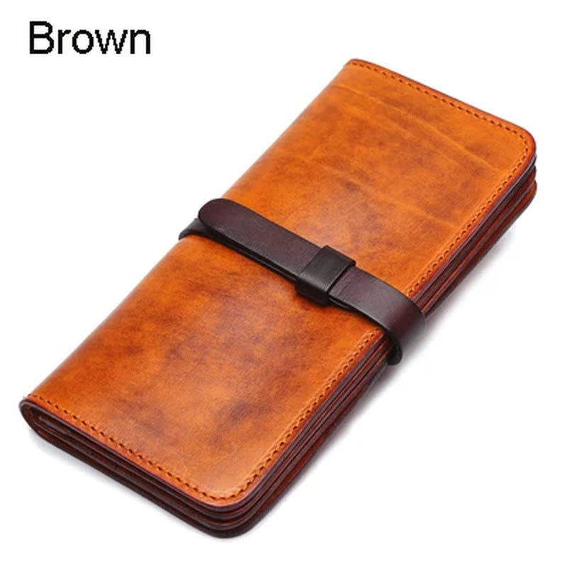 Luxury Handmade Men Genuine Leather Wallet Men Purse Women Leather Long Wallet Clutch Bag Male Purse Money Bag