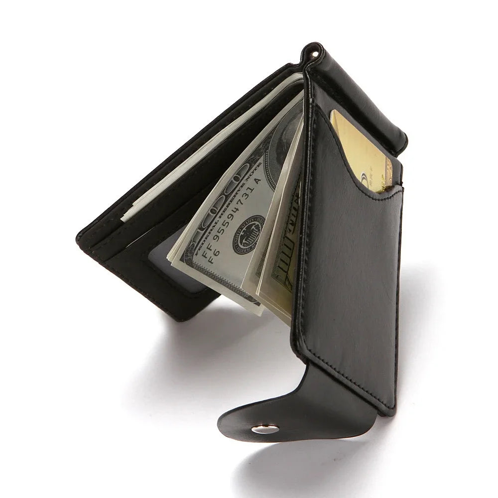 South Korea Style Money Clip Men Wallet Purse Ultrathin Slim Wallet Mini Hasp Leather Wallet Business ID Credit Card Case