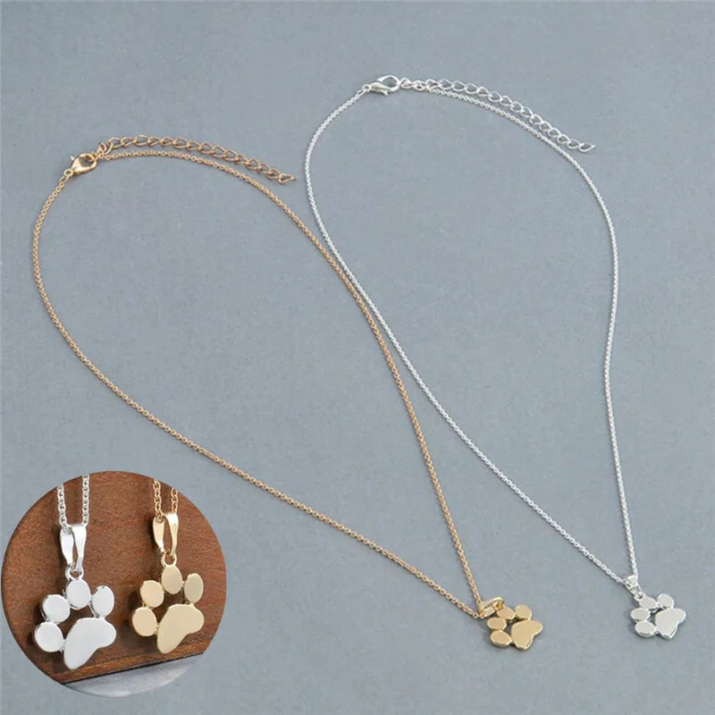 Cute Delicate Statement Necklaces Chokers Necklace Tassut Cat and Dog Paw Print Animal Jewelry Women Pendant