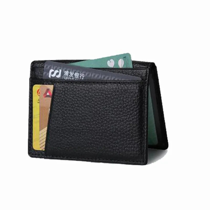 Super Slim Soft Wallet 100% Genuine Leather Mini Credit Card Holder Wallets Purse Thin Small Card Holders Men Wallet