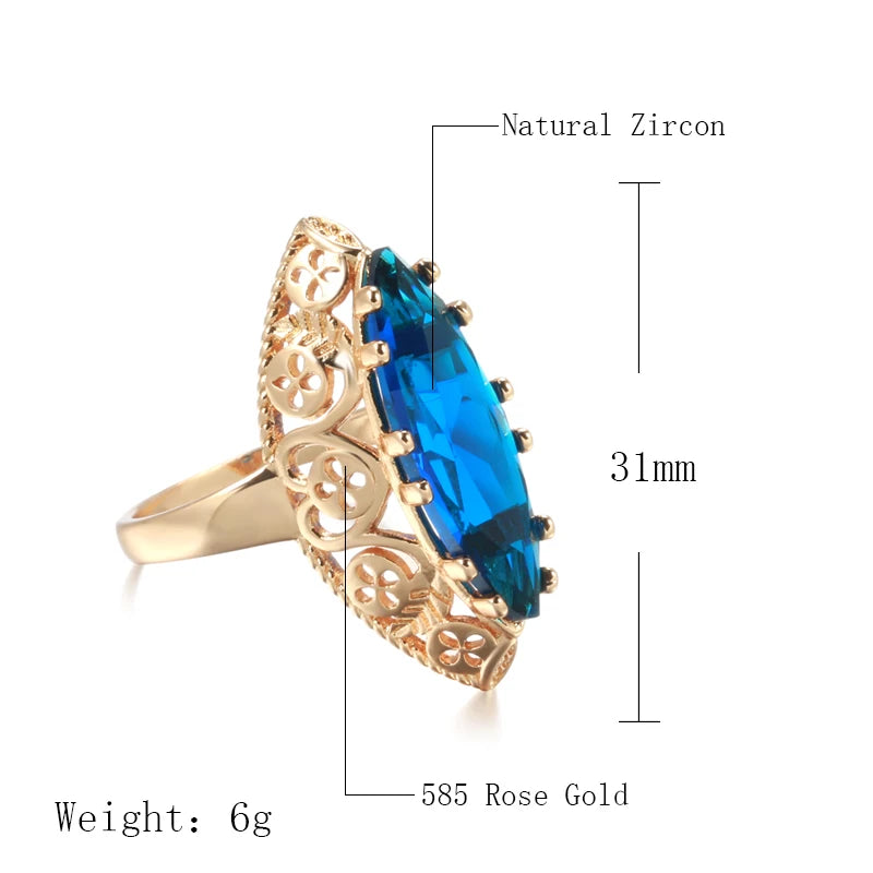 New 585 Rose Gold Ethnic Bride Wedding Ring Vintage Jewelry Trend Daily Unique Hollow Green Natural Zircon Women Rings