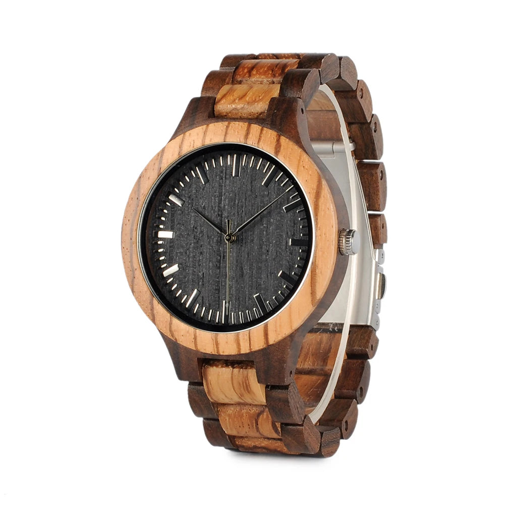 Relogio Masculino  Wood Men Watch Zabra Wooden Timepieces Quartz Watches for Men Watch Custom Gift Drop Shipping